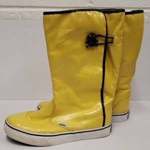 Vans Yellow Rain Boots with Skull Closures 6.5